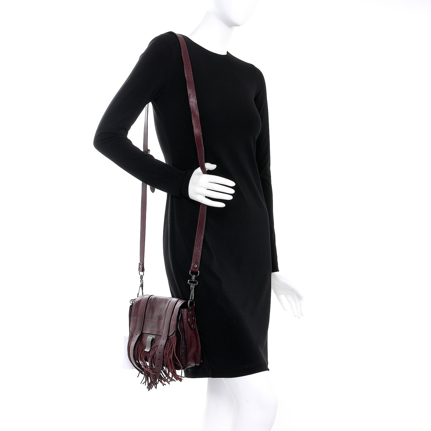 Lambskin Fringe PS1 Crossbody Pouch Oxblood