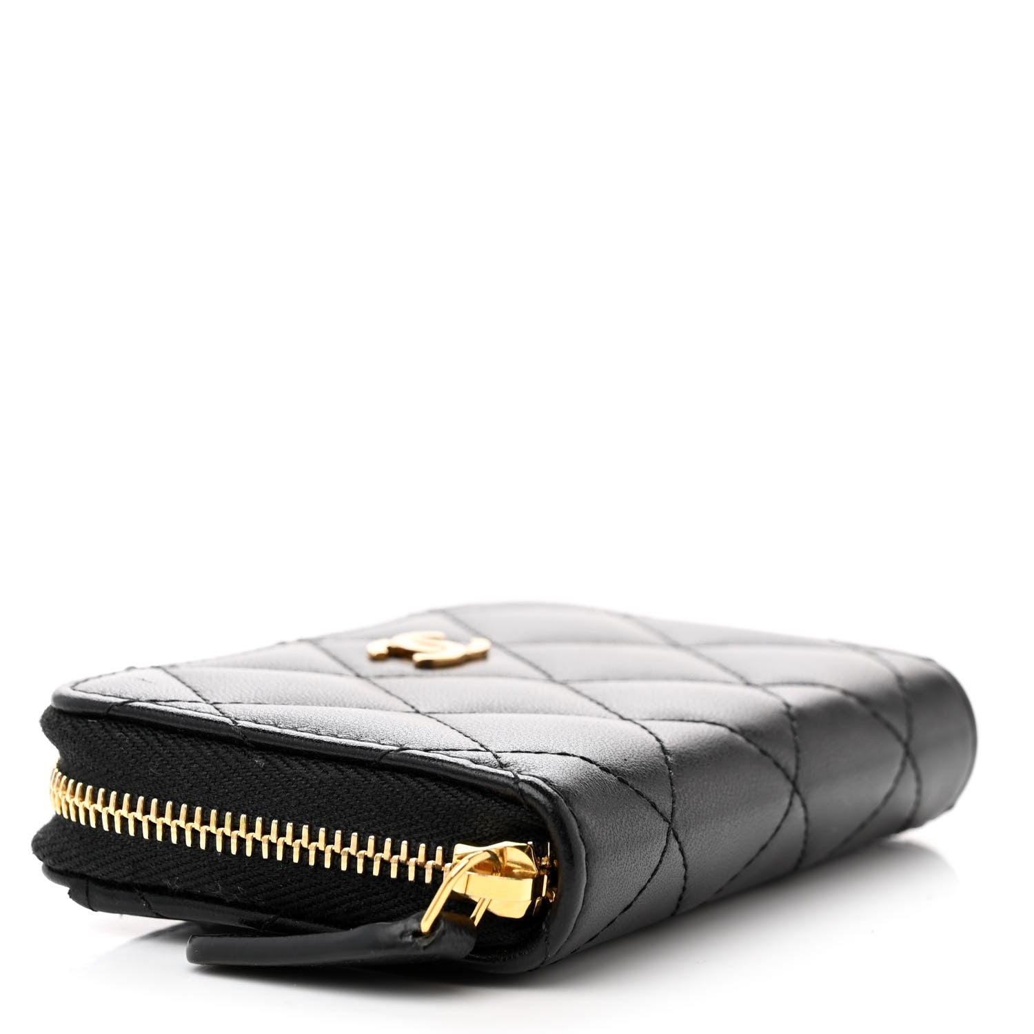 Chanel Lambskin Quilted Zip Coin Purse Black 4 of 9