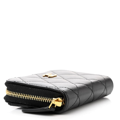Chanel Lambskin Quilted Zip Coin Purse Black 4 of 9