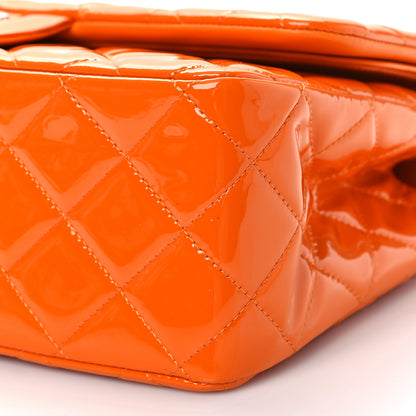 Chanel Patent Quilted Jumbo Double Flap Orange 9 of 10