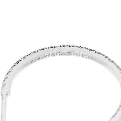 Tiffany 18K White Gold Diamond Medium Metro Hoop Earrings 4 of 4