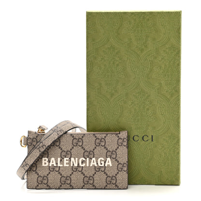 Gucci X BALENCIAGA GG Supreme Monogram Logo Card Case With Strap Beige Ebony 8 of 8