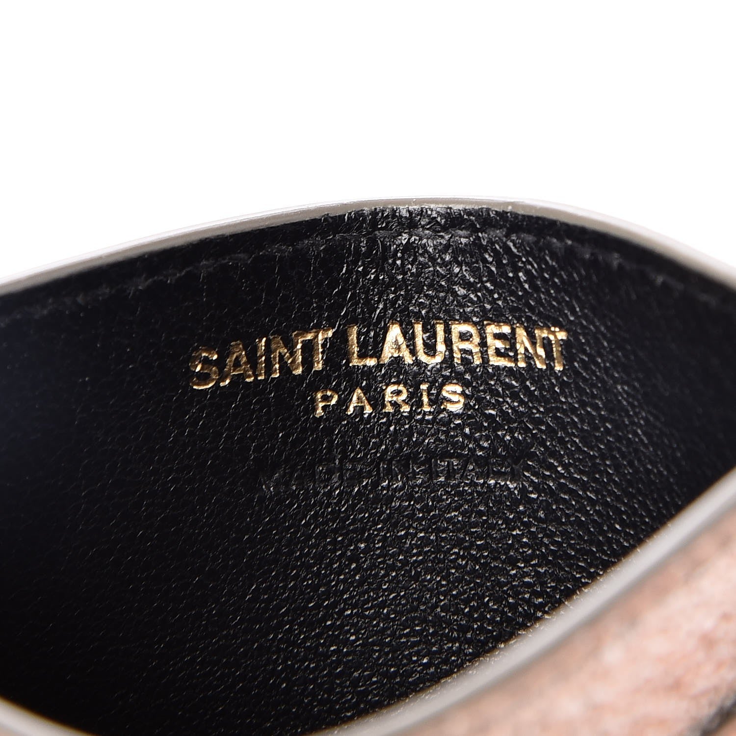 Saint Laurent Metallic Calfskin Monogram Credit Card Case Gold 6 of 8
