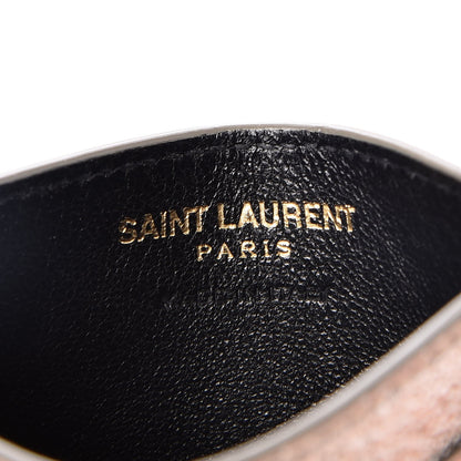 Saint Laurent Metallic Calfskin Monogram Credit Card Case Gold 6 of 8