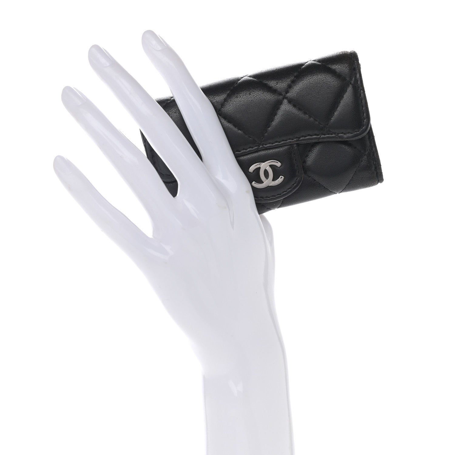 Chanel Lambskin Quilted 6 Key Holder Black 2 of 8