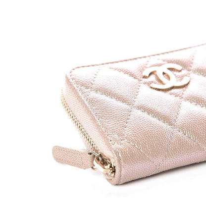 Chanel Iridescent Caviar Quilted Zip Coin Purse Beige 5 of 10