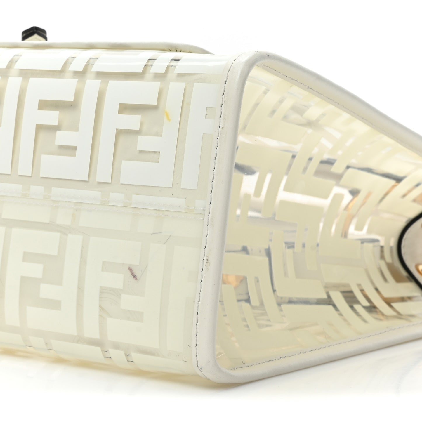 TPU FF Vitello Century Plexiglass Small Runaway Shopper Tote White