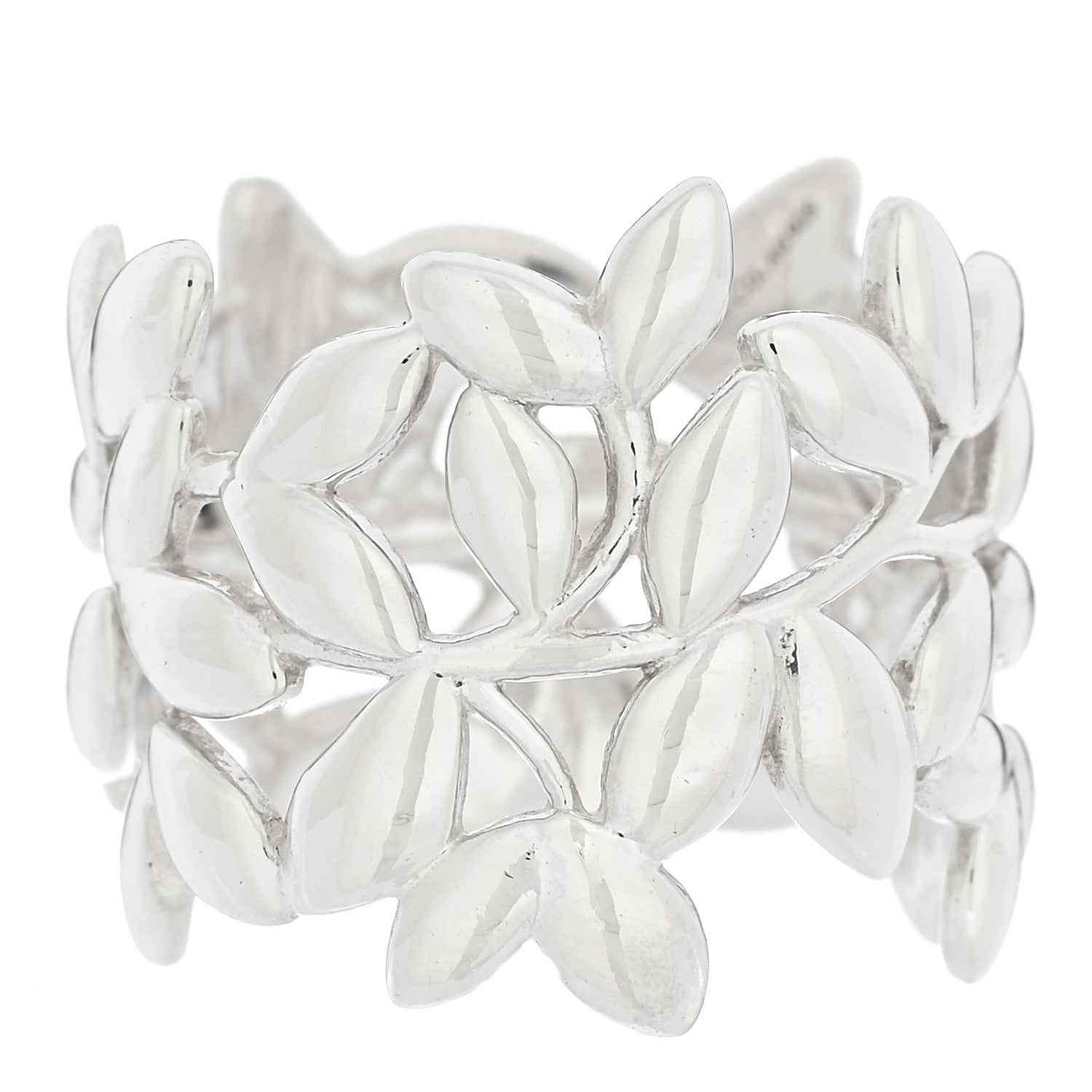 Tiffany Sterling Silver Wide Paloma Picasso Olive Leaf Band Ring 49 5 1 of 4