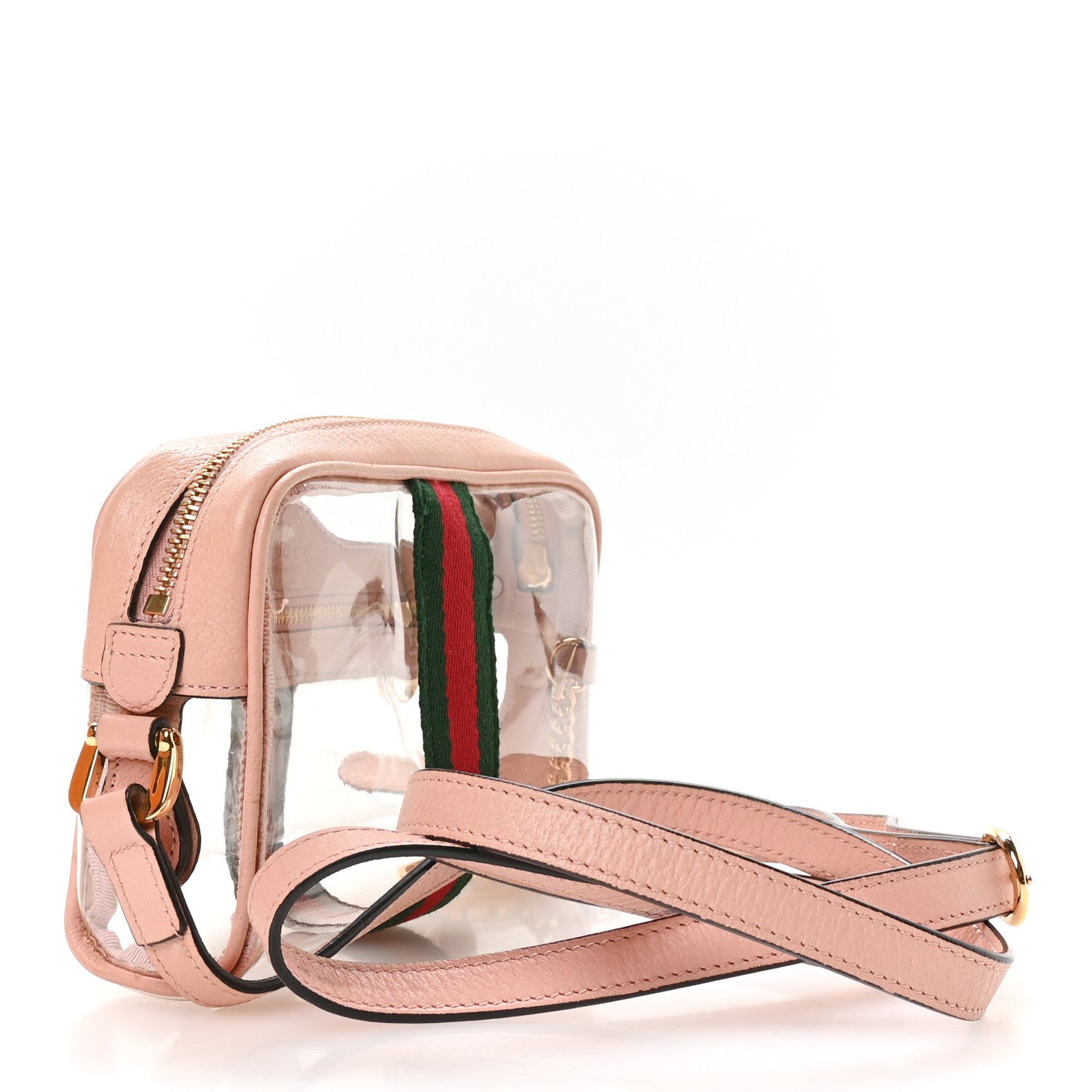 Gucci Vinyl Web Mini Ophidia Transparent Shoulder Bag Perfect Pink 3 of 10