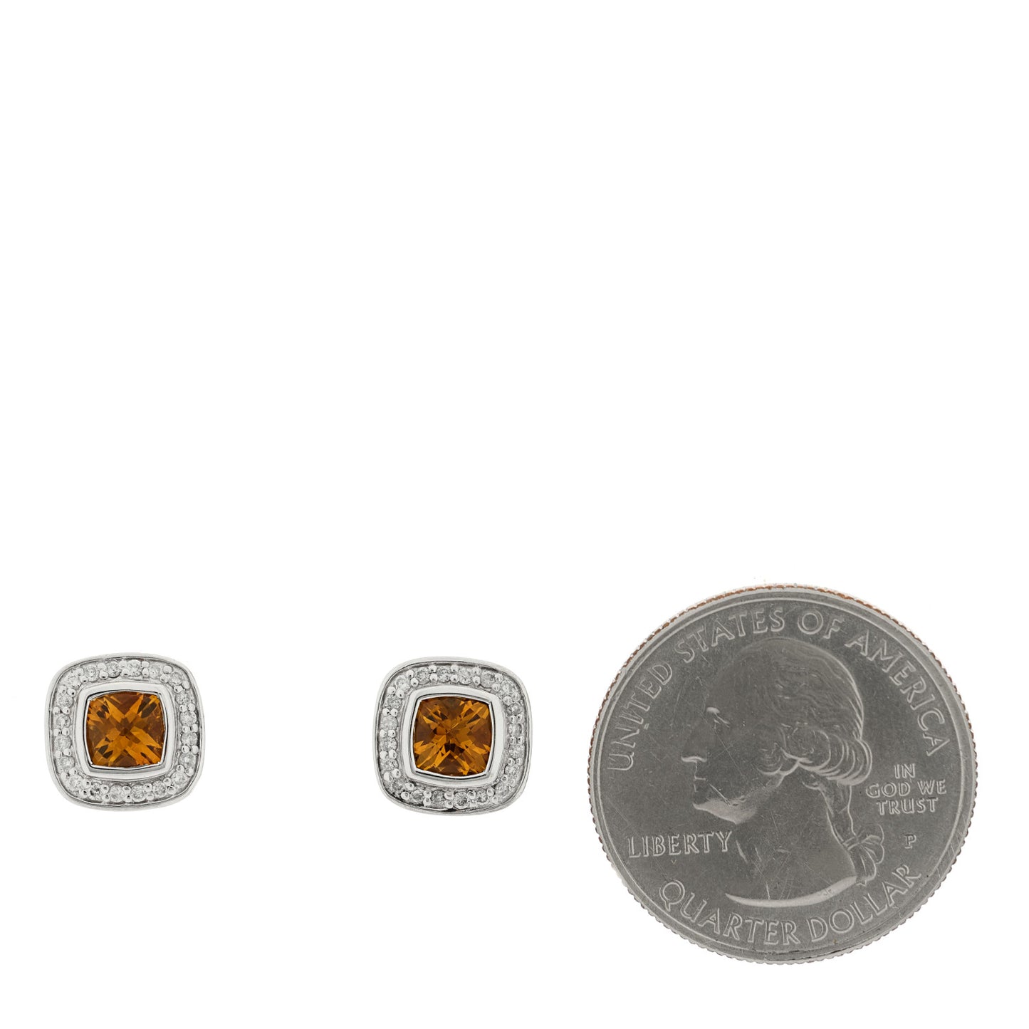 Sterling Silver Diamond Citrine 5mm Petite Albion Earrings
