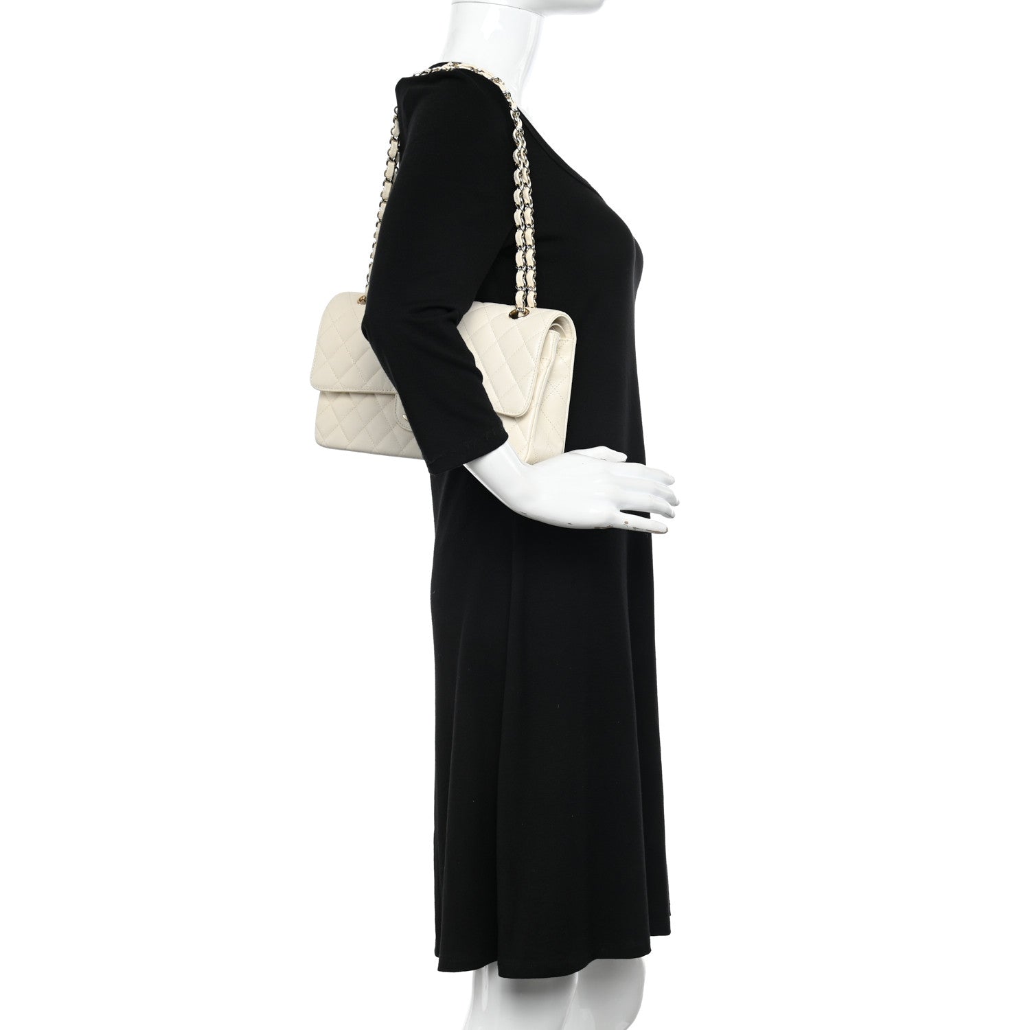 Chanel Caviar Quilted Medium Double Flap White 2 of 10