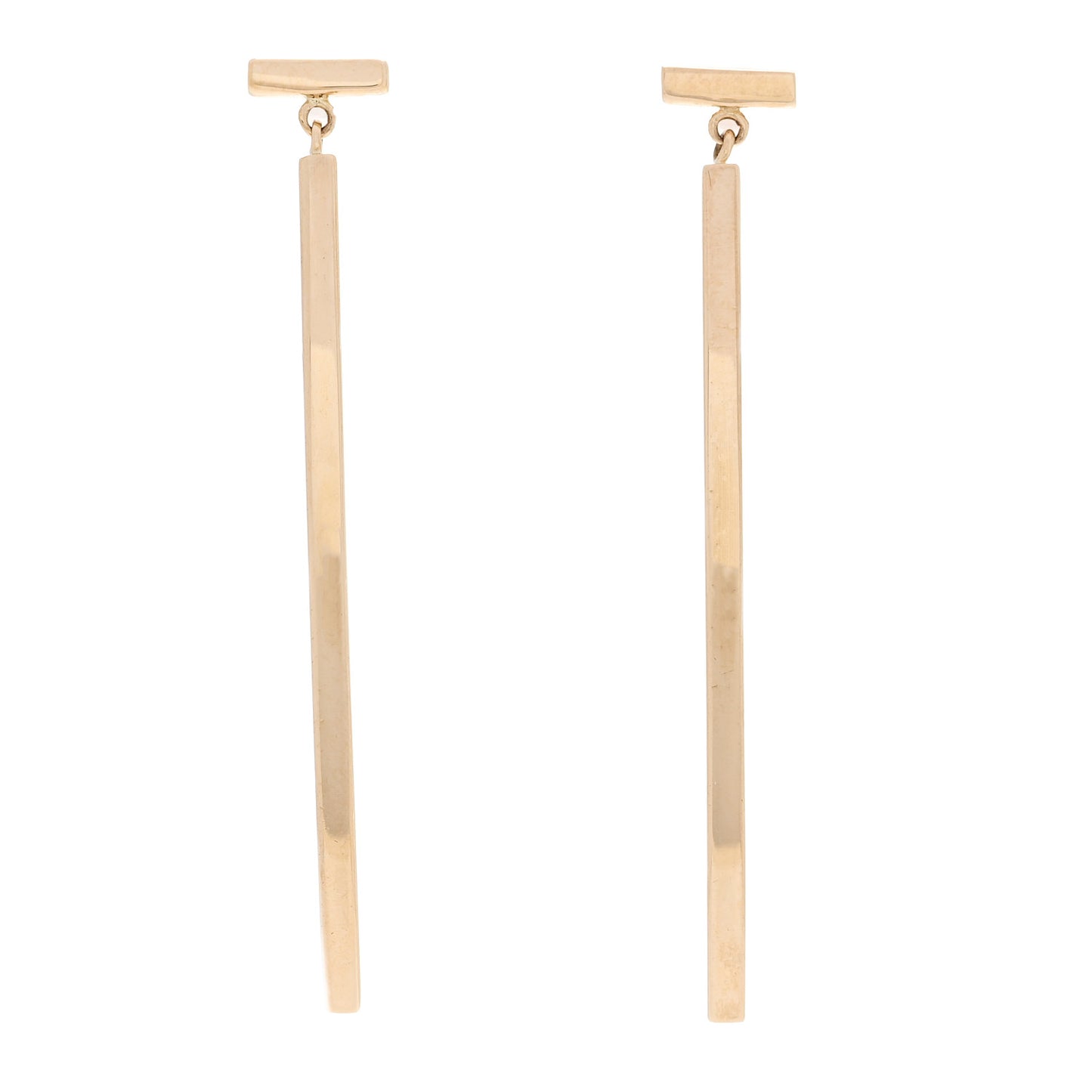 18K Yellow Gold T Bar Earrings