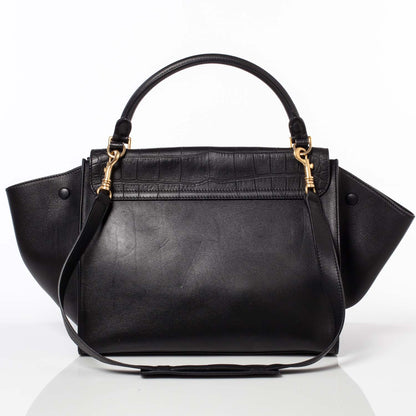 Celine Crocodile Embossed Trapeze Black 4 of 10