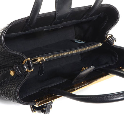 Fendi Nappa Crocodile Trapuntata Petite 2Jours Tote Black 5 of 12