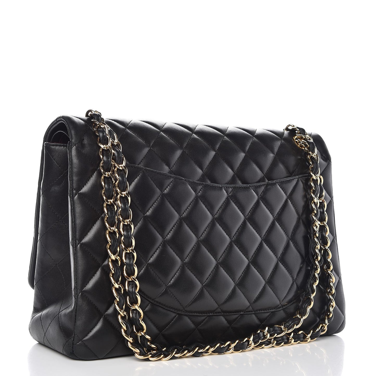 Lambskin Quilted Maxi Double Flap Black