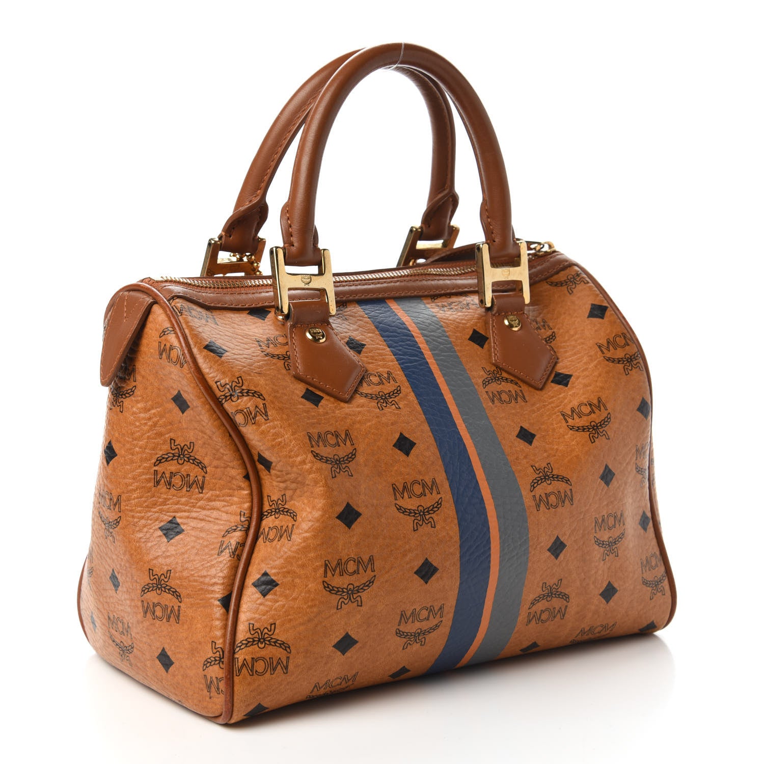 MCM Visetos Dog Bone Boston Bag Cognac 3 of 10