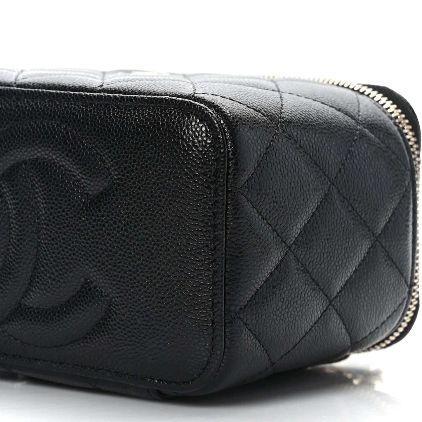 Caviar Quilted Small Vanity Case With Chain Black