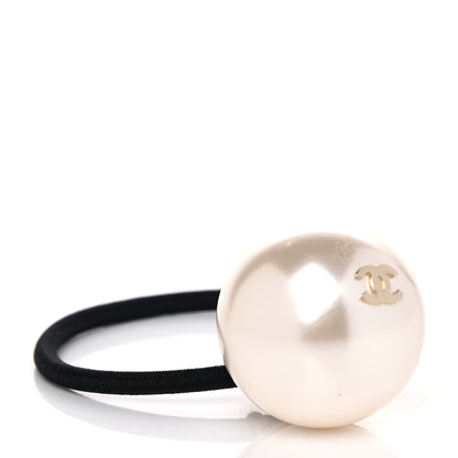 Chanel Pearl CC Hair Tie Black White 3 of 5