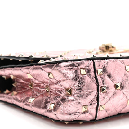 Valentino Garavani Metallic Wrinkled Lambskin Small Rockstud Spike Shoulder Bag Lipstick 8 of 10