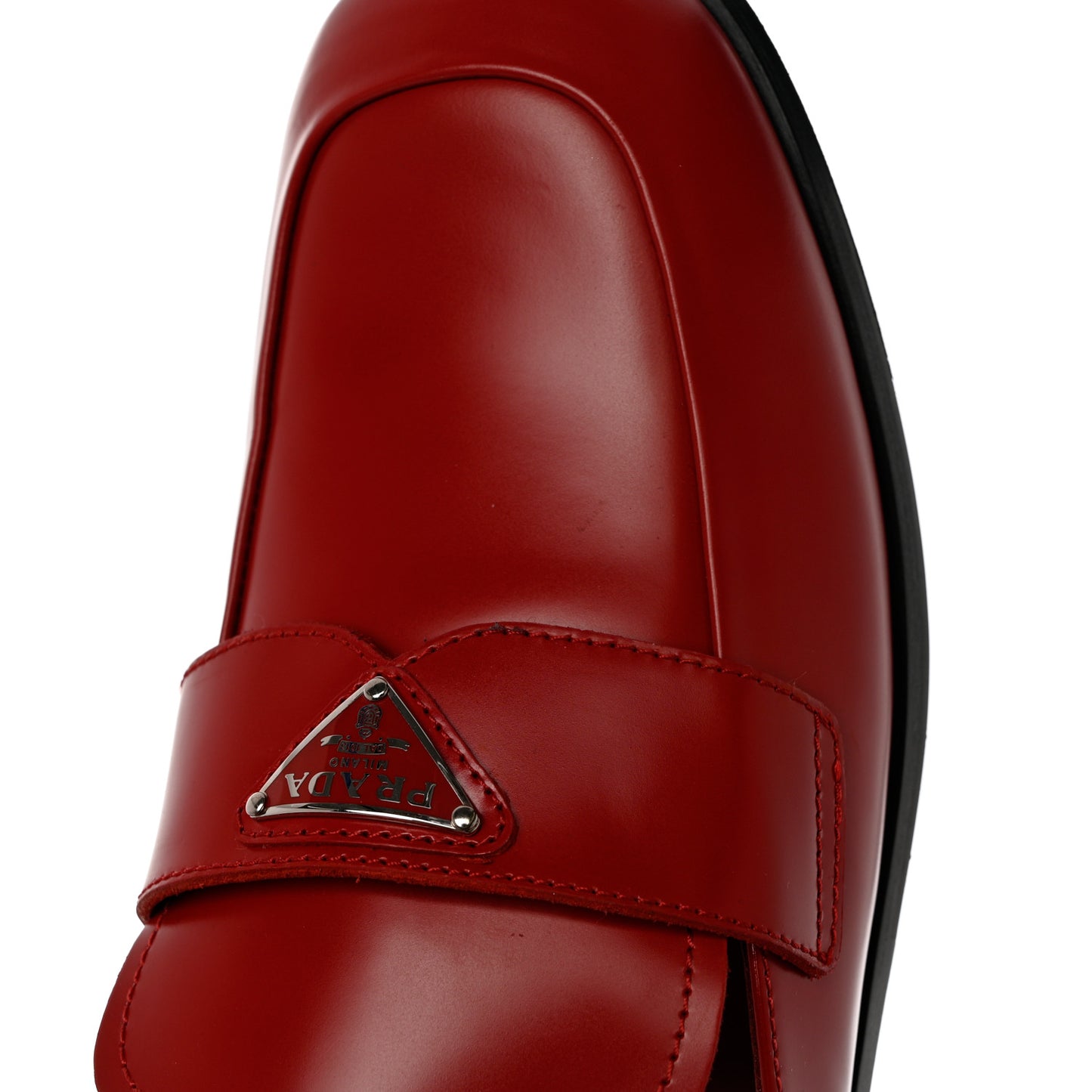 Spazzolato Metal Triangle Logo 25mm Loafer Mules 39.5 Scarlatto
