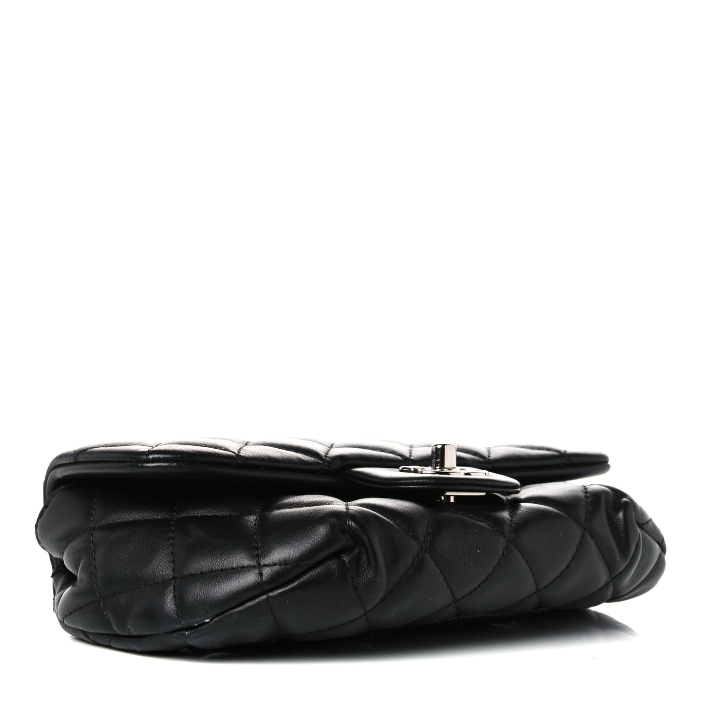 Calfskin Quilted CC Uniform Flap Belt Bag Black