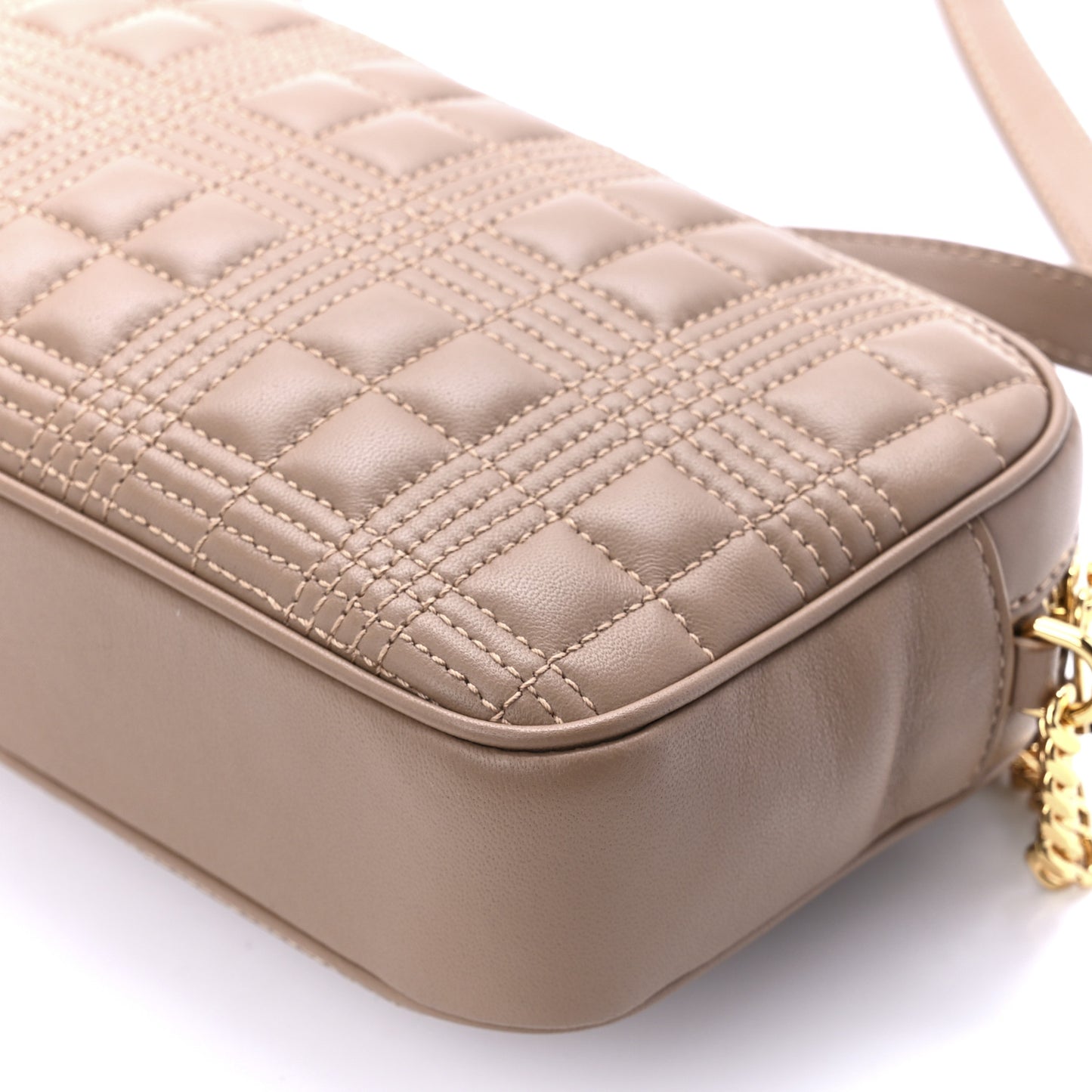 Lambskin Quilted Camera Bag Camel