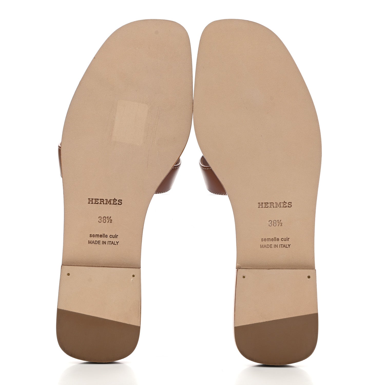Hermes Box Calfskin Oran Sandals 38.5 Gold 5 of 9