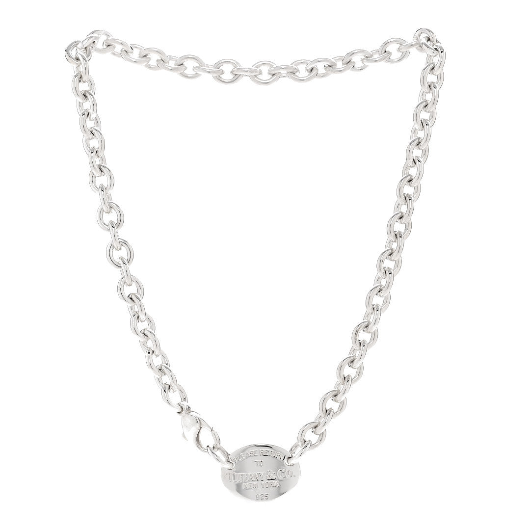 Sterling Silver Return to Tiffany Oval Tag Choker Necklace