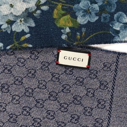 Gucci Wool Jacquard GG Monogram Miniorophin Scarf Midnight Blue Sky Blue 3 of 3