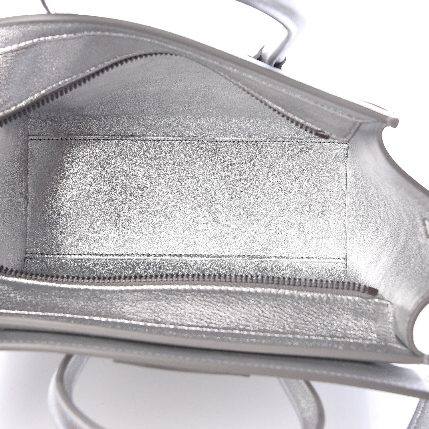 Celine Laminated Lambskin Nano Luggage Silver 5 of 12