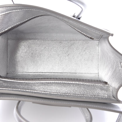 Celine Laminated Lambskin Nano Luggage Silver 5 of 12