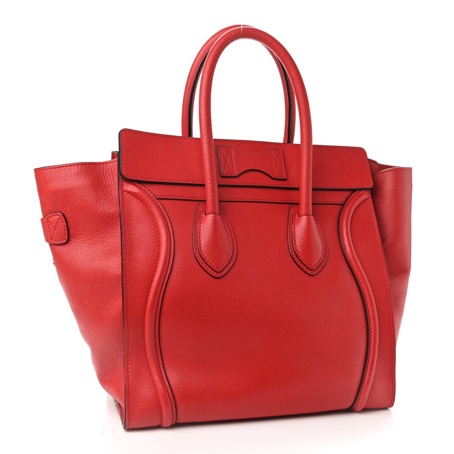 Celine Drummed Calfskin Mini Luggage Coquelicot 2 of 9