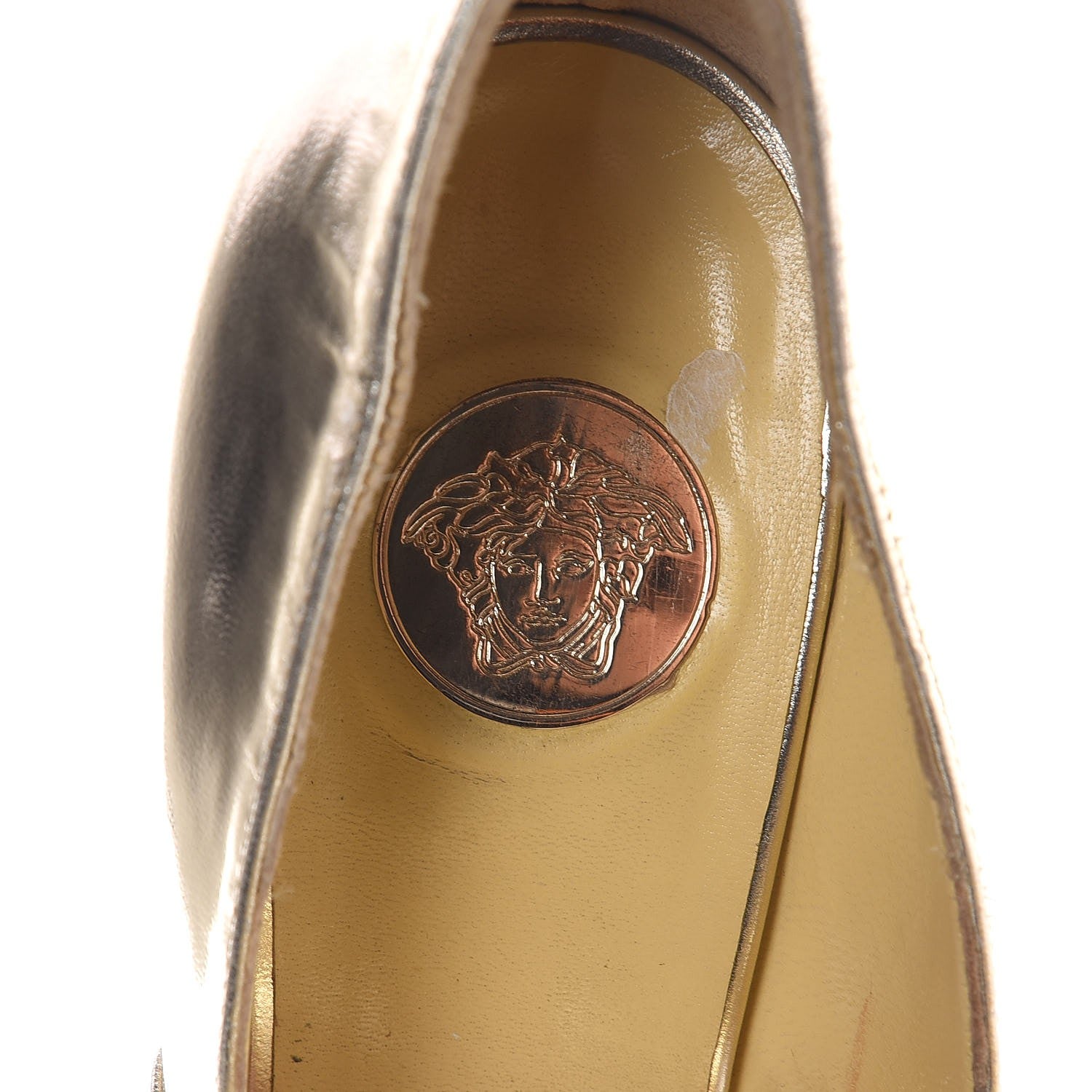 Versace Metallic Nappa Platform Pumps 37 Gold 9 of 9