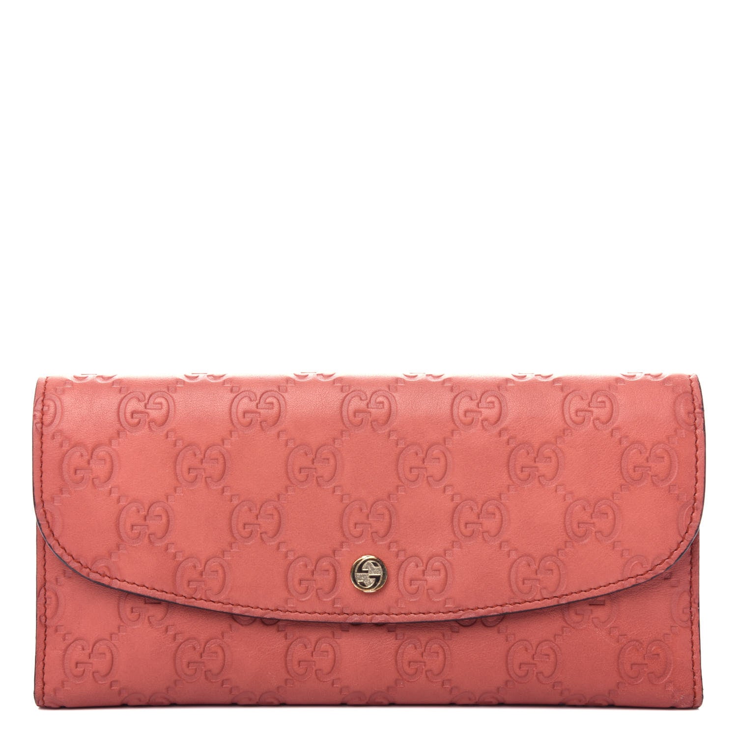 Gucci Guccissima Interlocking G Continental Wallet Coral 1 of 8