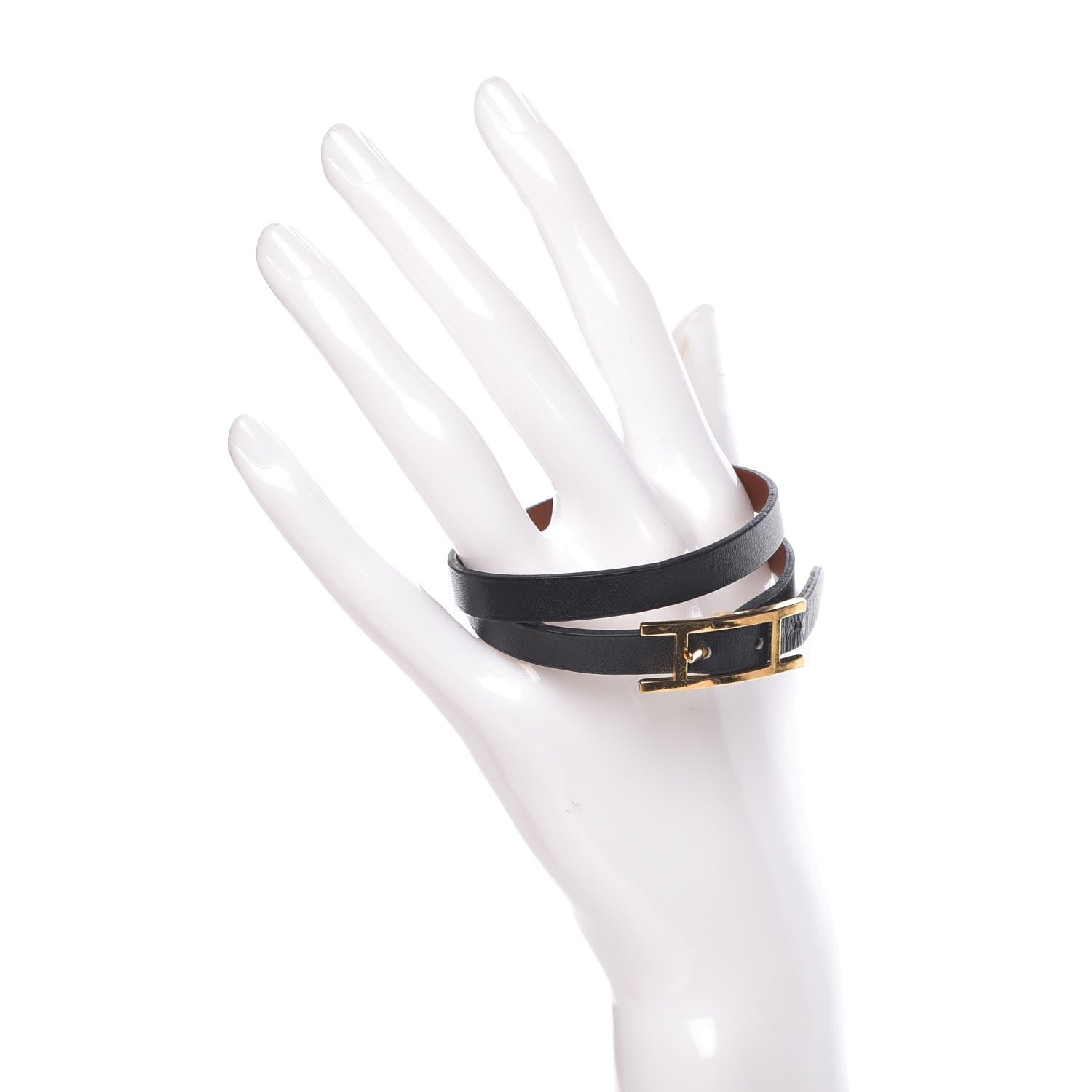 Hermes Chamonix Hapi 3MM Triple Tour Wrap Bracelet S Black 2 of 5