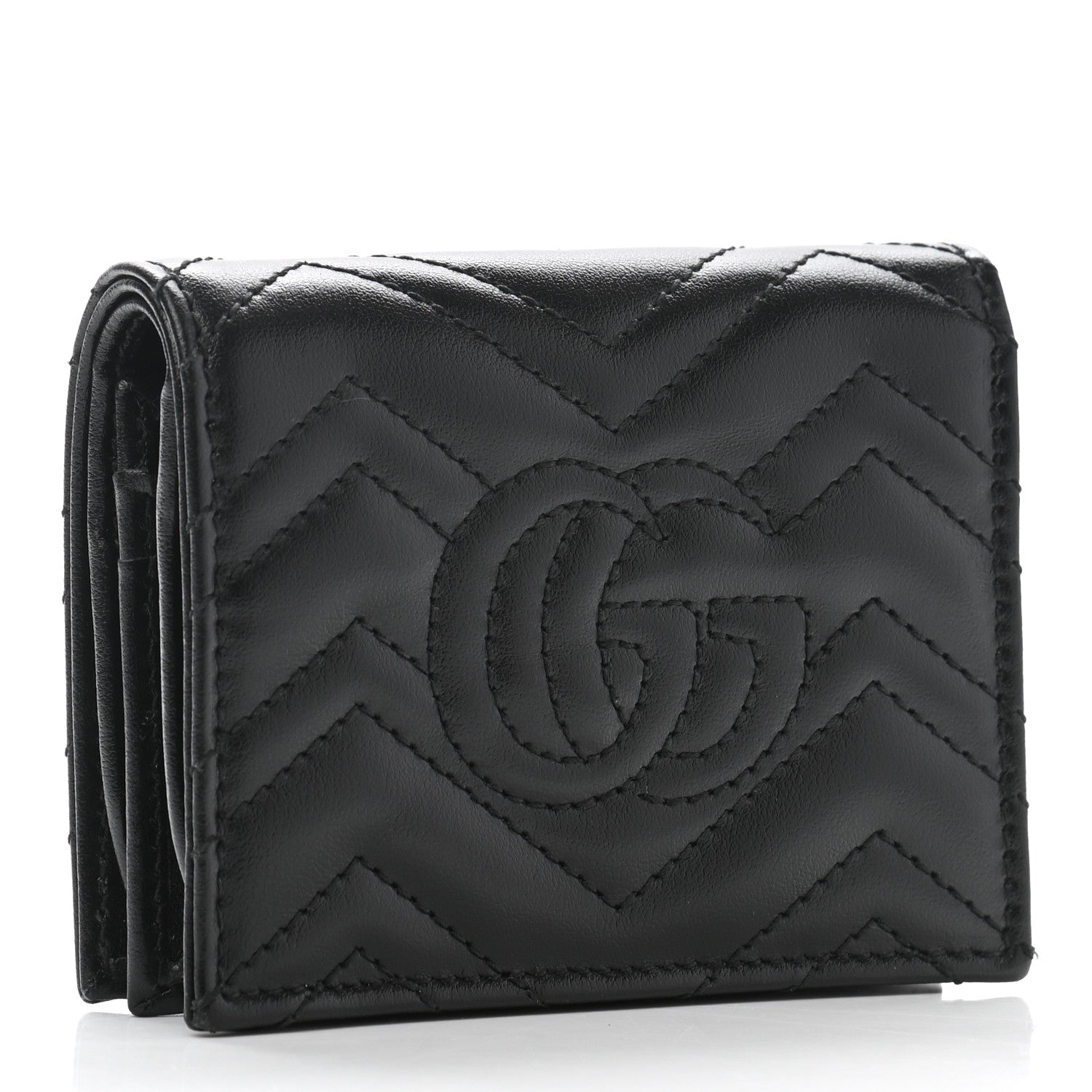 Gucci Calfskin Matelasse GG Marmont Card Case Wallet Black 3 of 8