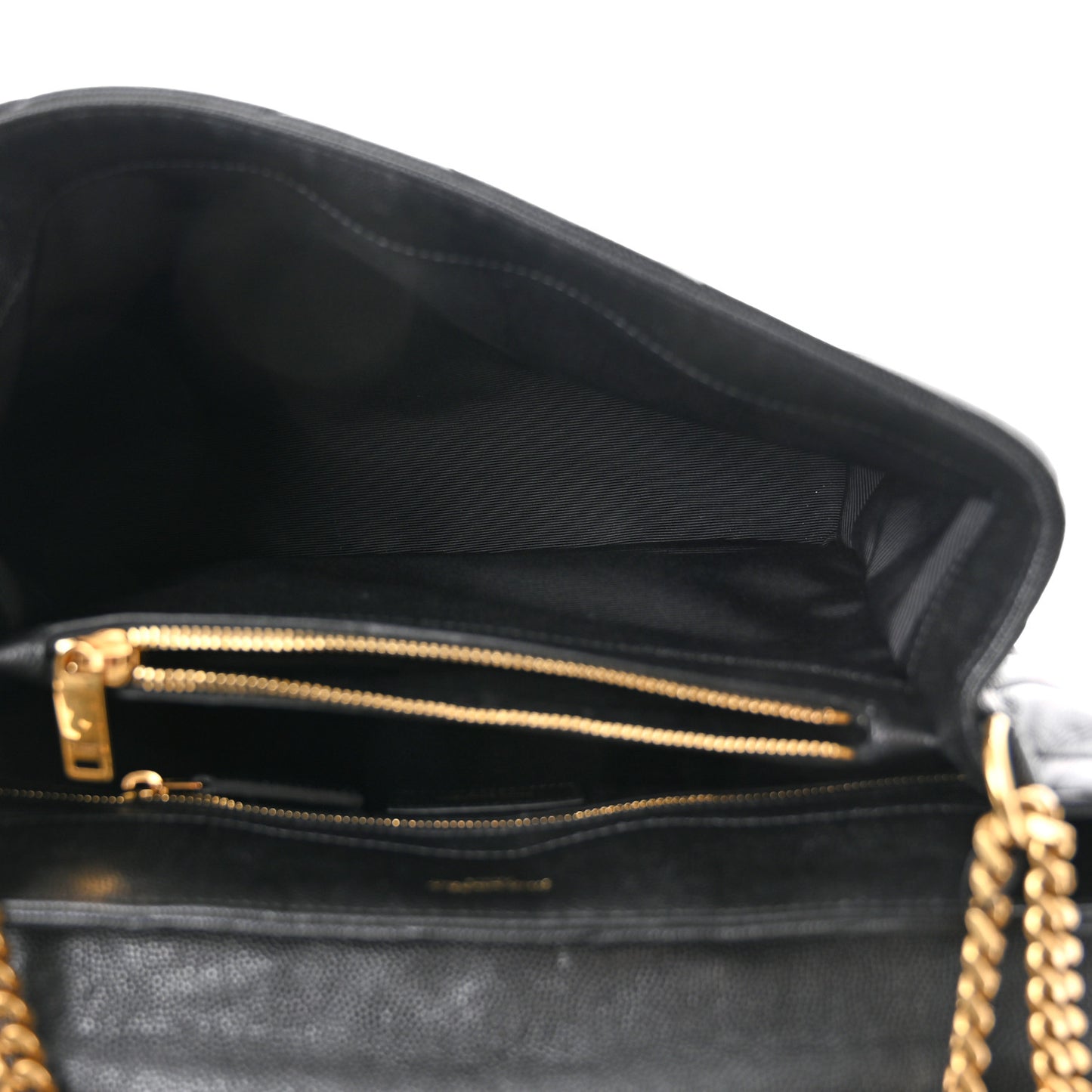 Grain de Poudre Calfskin Y Quilted Monogram Medium Loulou Chain Satchel Black