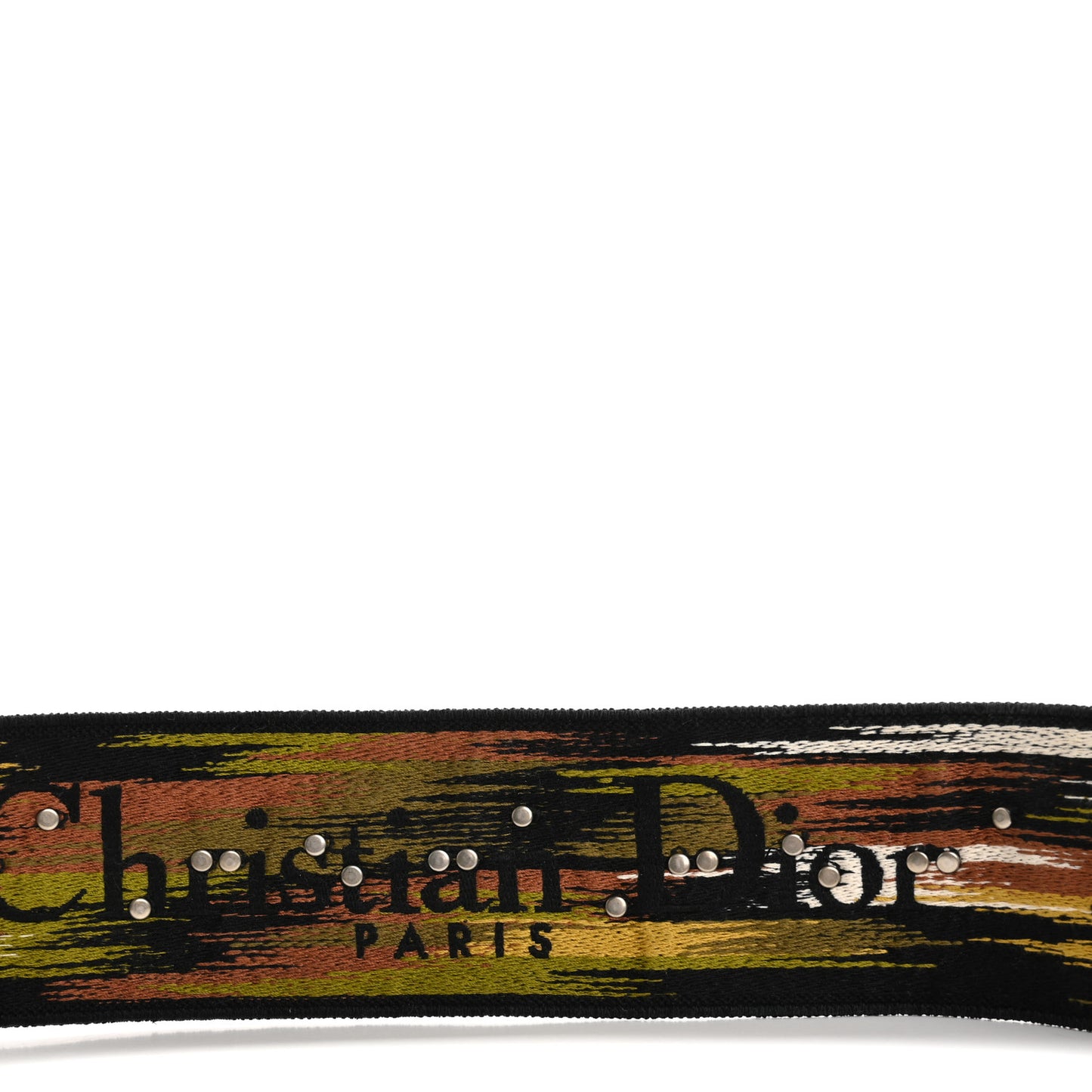 Canvas Embroidered Studded Adjustable Shoulder Strap Black Multicolor