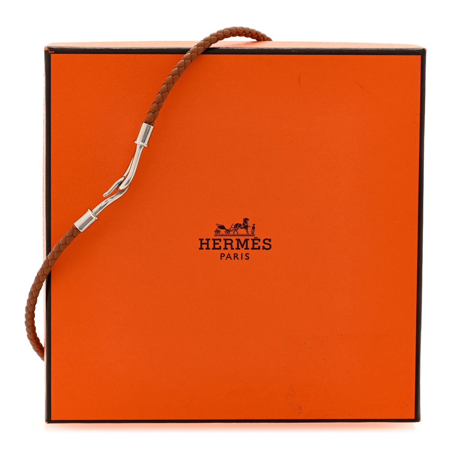 Hermes Woven Leather Jumbo Hook Choker Necklace Brown 6 of 6