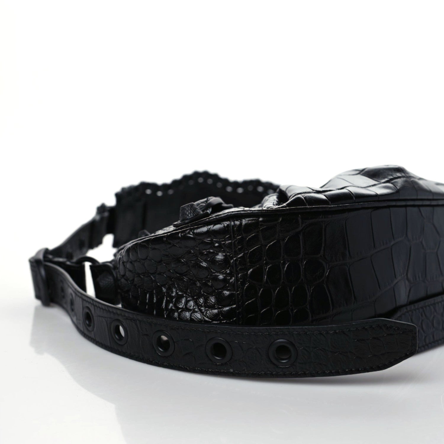 Balenciaga Extra Supple Calfskin Crocodile Embossed Monochrome Le Cagole Shoulder Bag XS Black 7 of 9