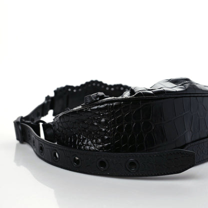 Balenciaga Extra Supple Calfskin Crocodile Embossed Monochrome Le Cagole Shoulder Bag XS Black 7 of 9