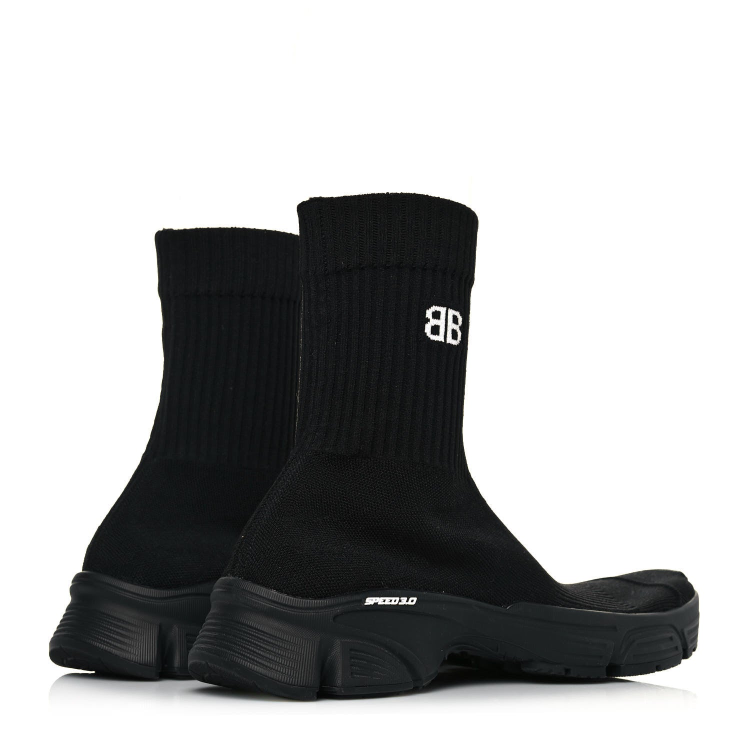 Balenciaga Technical Ribbed 3D Recycled Knit Womens Speed 3.0 Sneakers 39 Monocolor Black 4 of 7
