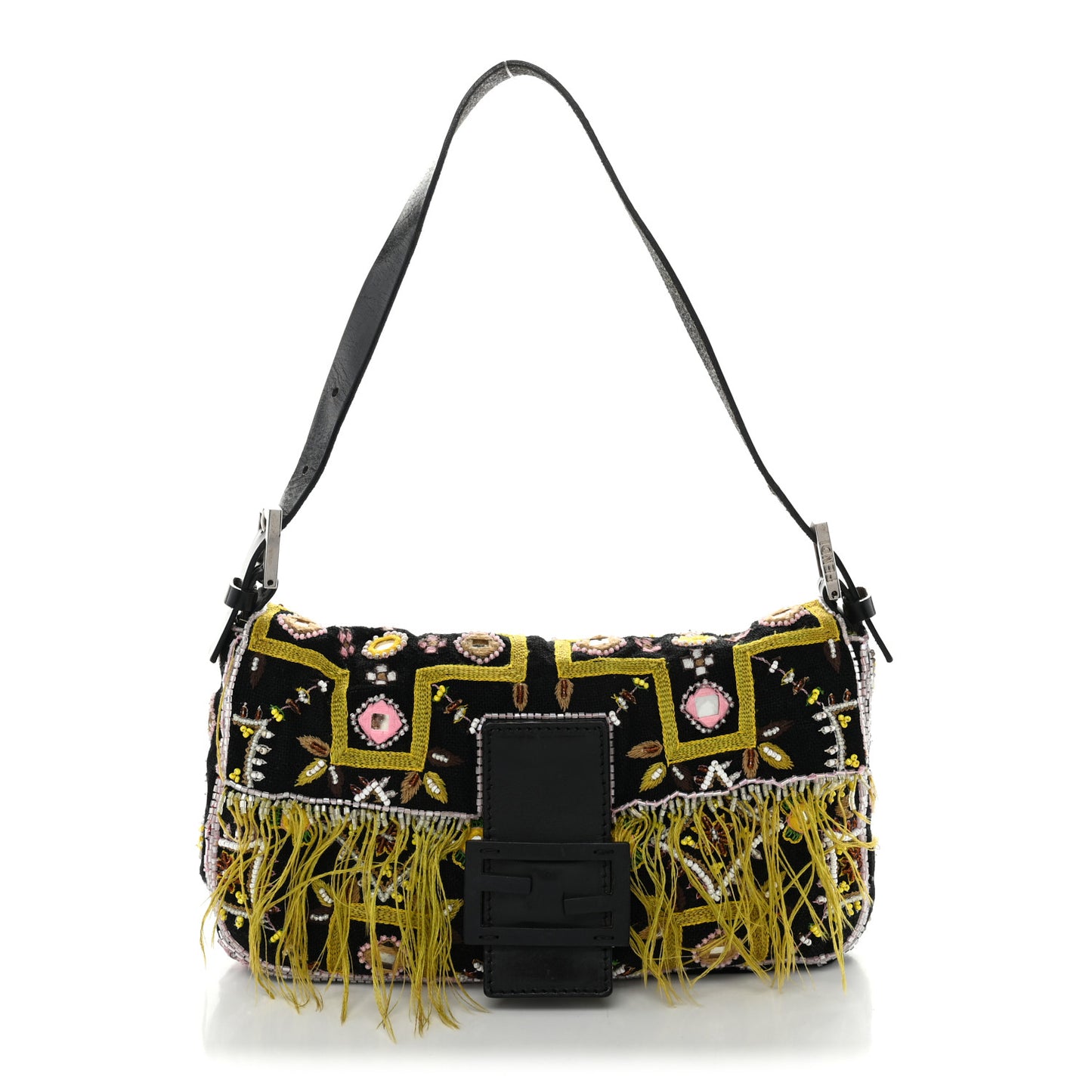 Canvas Beaded Baguette Black Multicolor