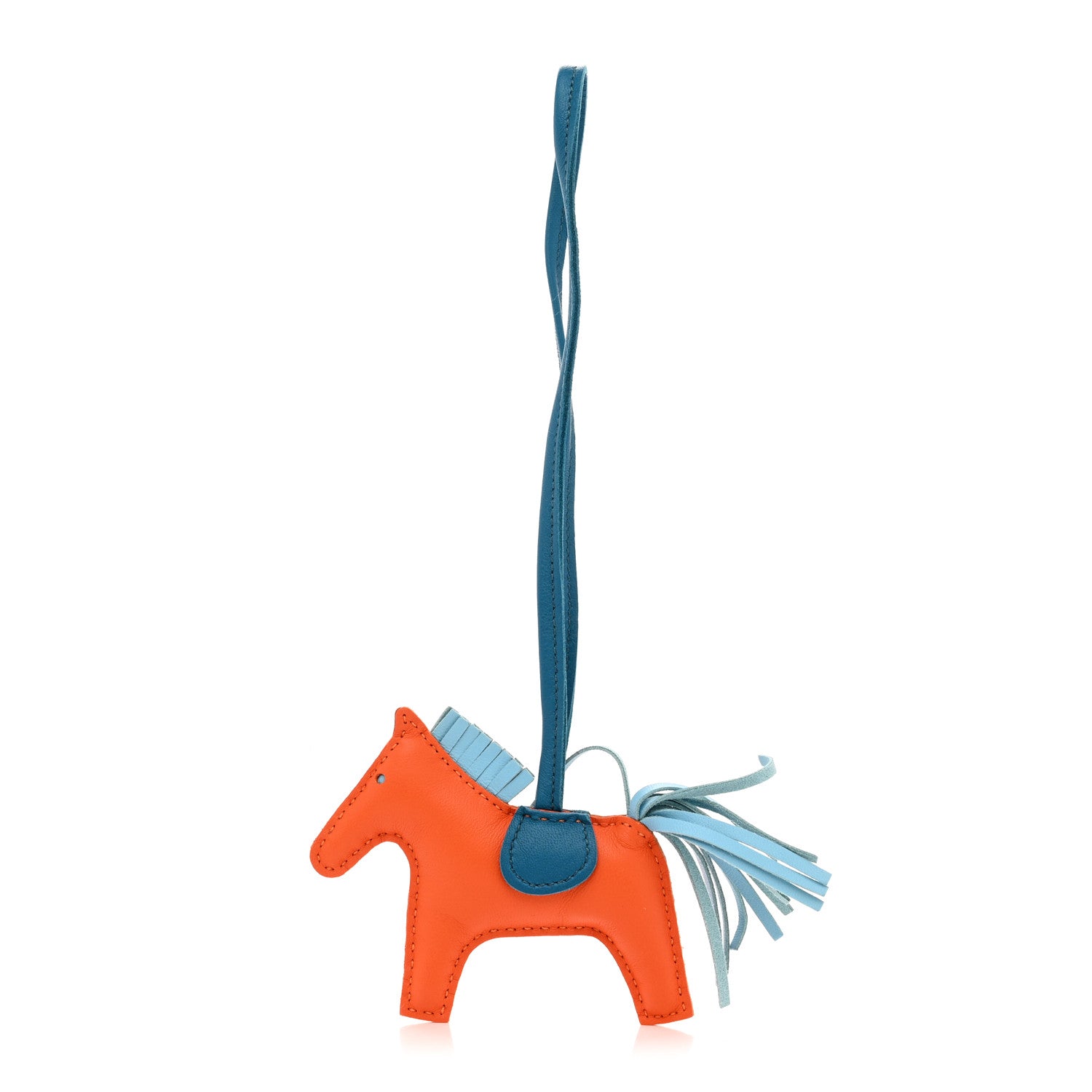 Hermes Milo Lambskin Grigri Rodeo Horse Bag Charm PM Orange Poppy Celeste Cobalt 1 of 4