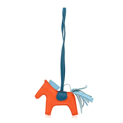 Hermes Milo Lambskin Grigri Rodeo Horse Bag Charm PM Orange Poppy Celeste Cobalt 1 of 4