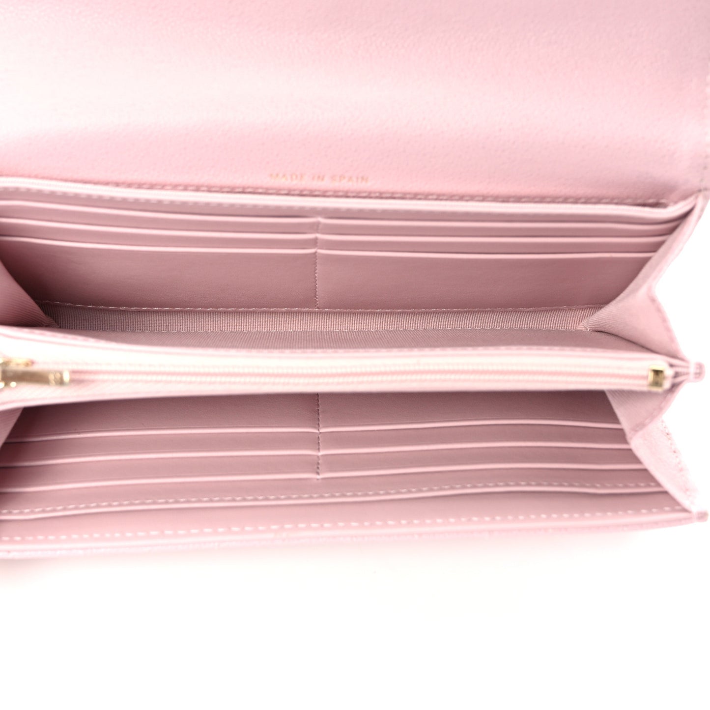 Caviar Quilted Studded CC Large Gusset Flap Wallet Light Pink