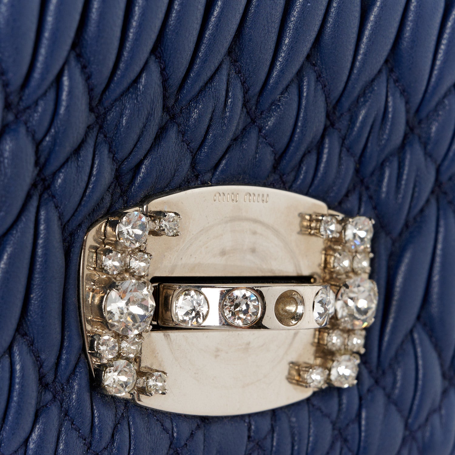 Miu Miu Nappa Matelasse Crystal Flap Clutch Bleuette 8 of 13