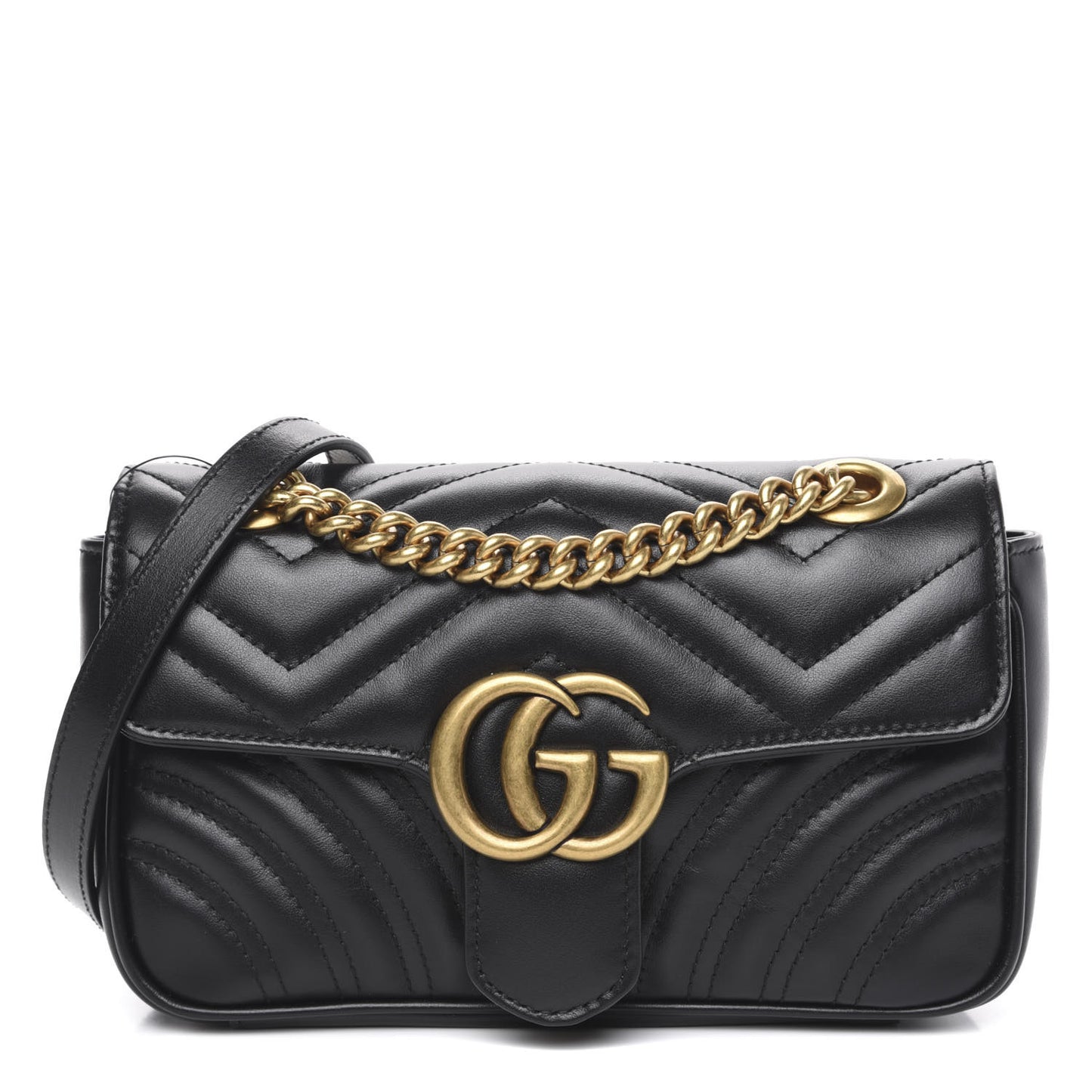Calfskin Matelasse Mini GG Marmont Shoulder Bag Black