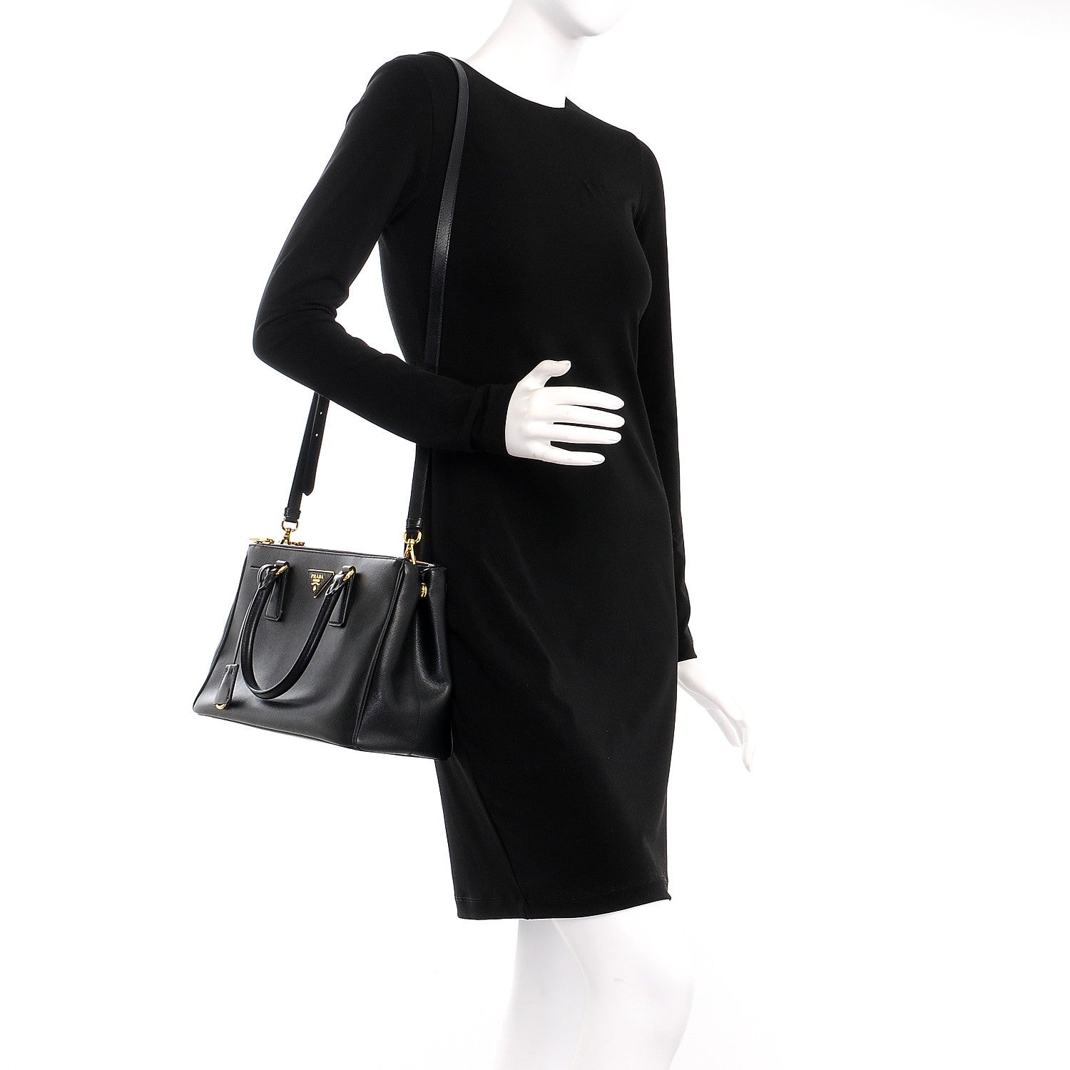 Prada Saffiano Small Galleria Double Zip Tote Black 2 of 11