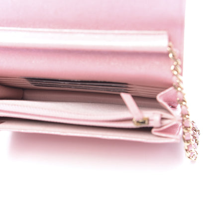 Chanel Iridescent Caviar Quilted Square Wallet On Chain WOC Rose Pink 5 of 12